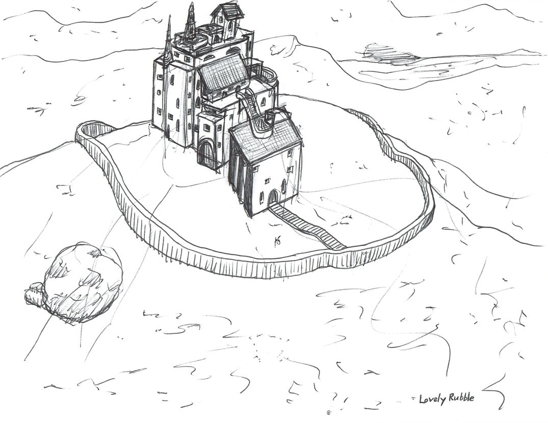 A castle on a hill.